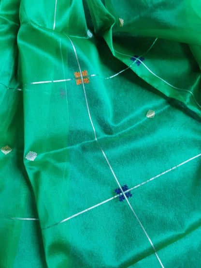 GREEN KORA PURE HANDLOOM BANARASI SAREE