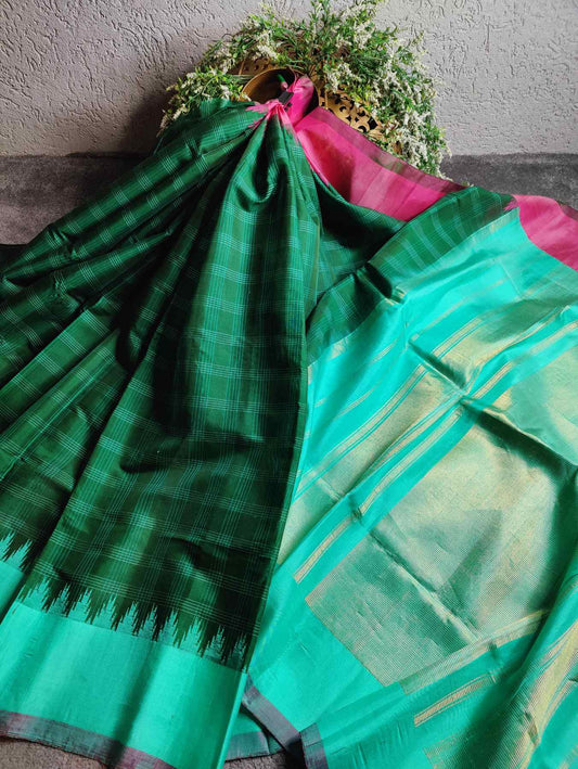 GREEN SICO PURE HANDLOOM GADWAL SAREE