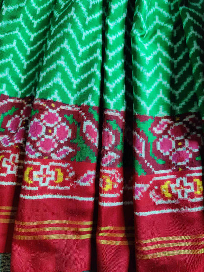 GREEN SILK PURE HANDLOOM DOUBLE IKKAT PATAN PATOLA SAREE