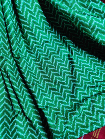 GREEN SILK PURE HANDLOOM DOUBLE IKKAT PATAN PATOLA SAREE