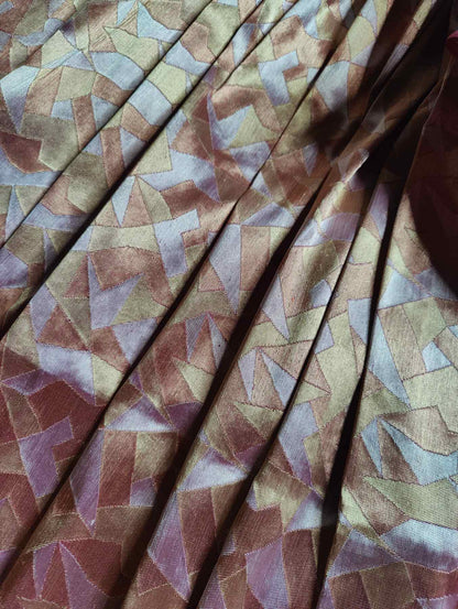 SILVER GOLD COPPER TISSUE PURE HANDLOOM BANARASI SAREE