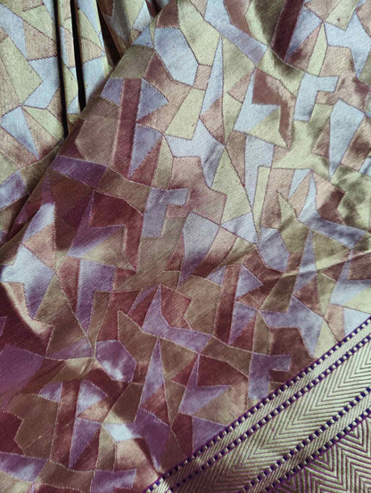 SILVER GOLD COPPER TISSUE PURE HANDLOOM BANARASI SAREE