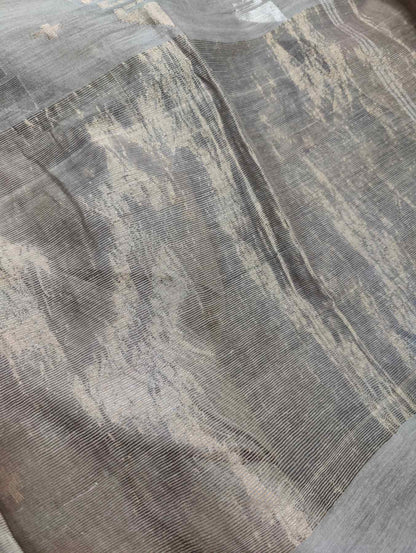 GREY COTTON PURE HANDLOOM MUL COTTON SAREE