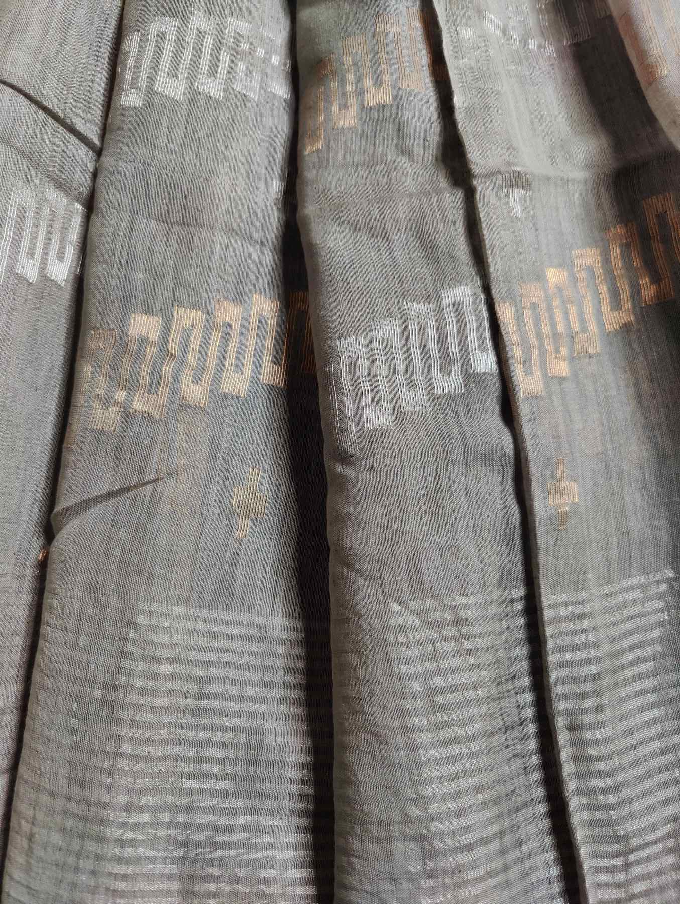 GREY COTTON PURE HANDLOOM MUL COTTON SAREE