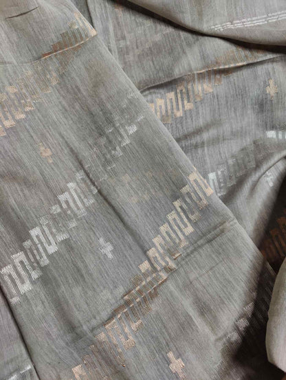 GREY COTTON PURE HANDLOOM MUL COTTON SAREE