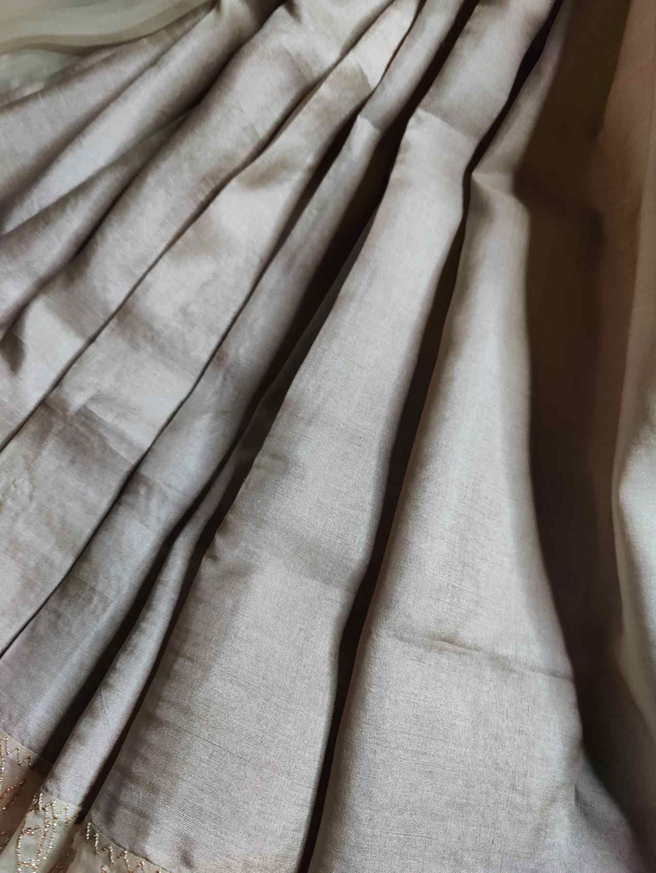GREY TUSSAR PURE HANDLOOM EMBROIDERY SAREE