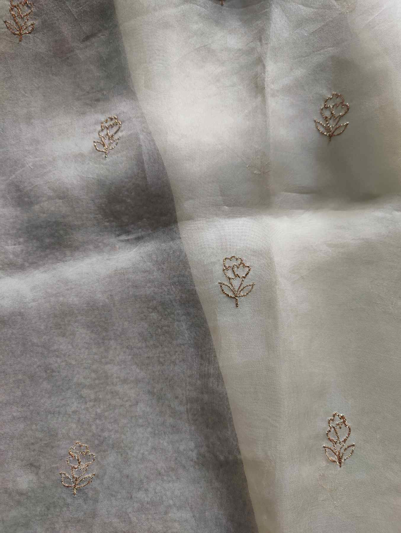 GREY TUSSAR PURE HANDLOOM EMBROIDERY SAREE