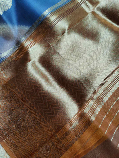 GREY KORA PURE HANDLOOM BANARASI SAREE