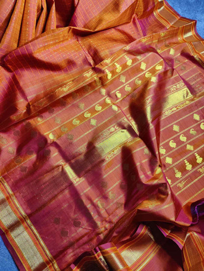ORANGE  SILK PURE HANDLOOM KANJIVARAM SAREE