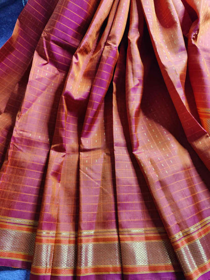 ORANGE  SILK PURE HANDLOOM KANJIVARAM SAREE