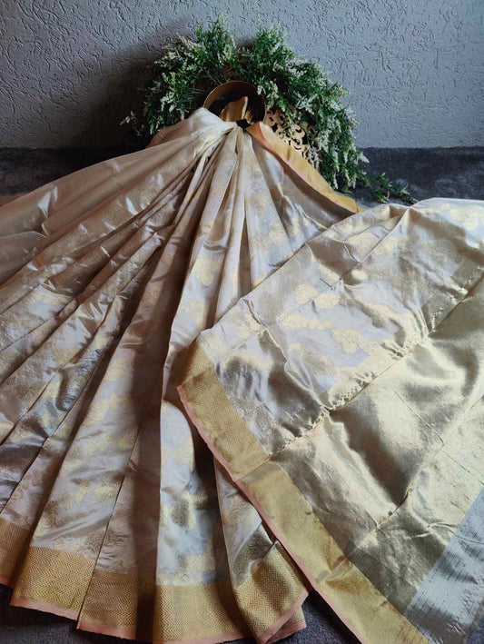 WHITE SILK PURE HANDLOOM CHANDERI SAREE