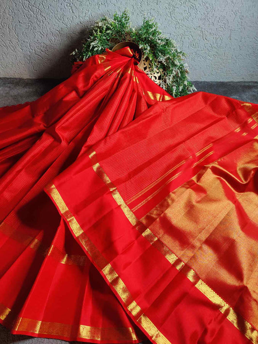 RED SILK PURE HANDLOOM KANJIVARAM  SAREE
