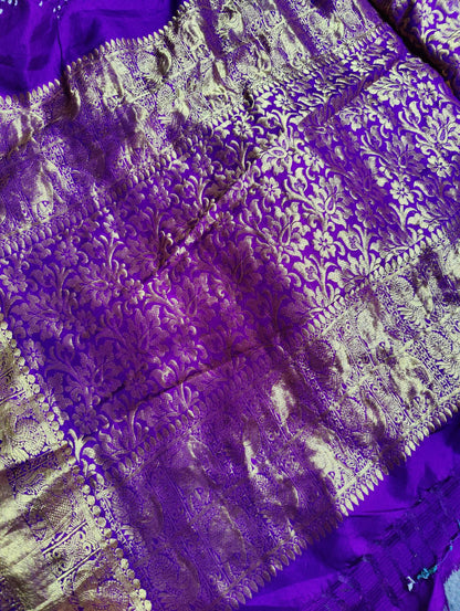 PURPLE  SILK PURE HANDLOOM BANDHEJ SAREE