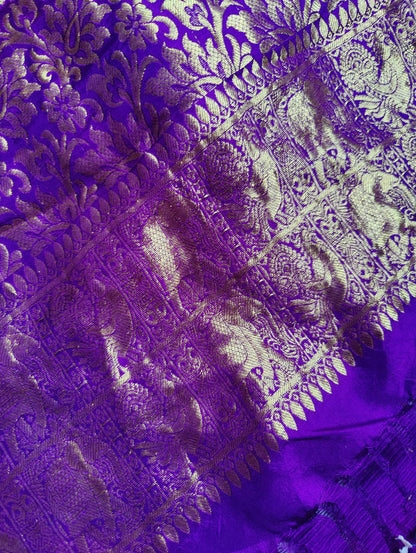 PURPLE  SILK PURE HANDLOOM BANDHEJ SAREE
