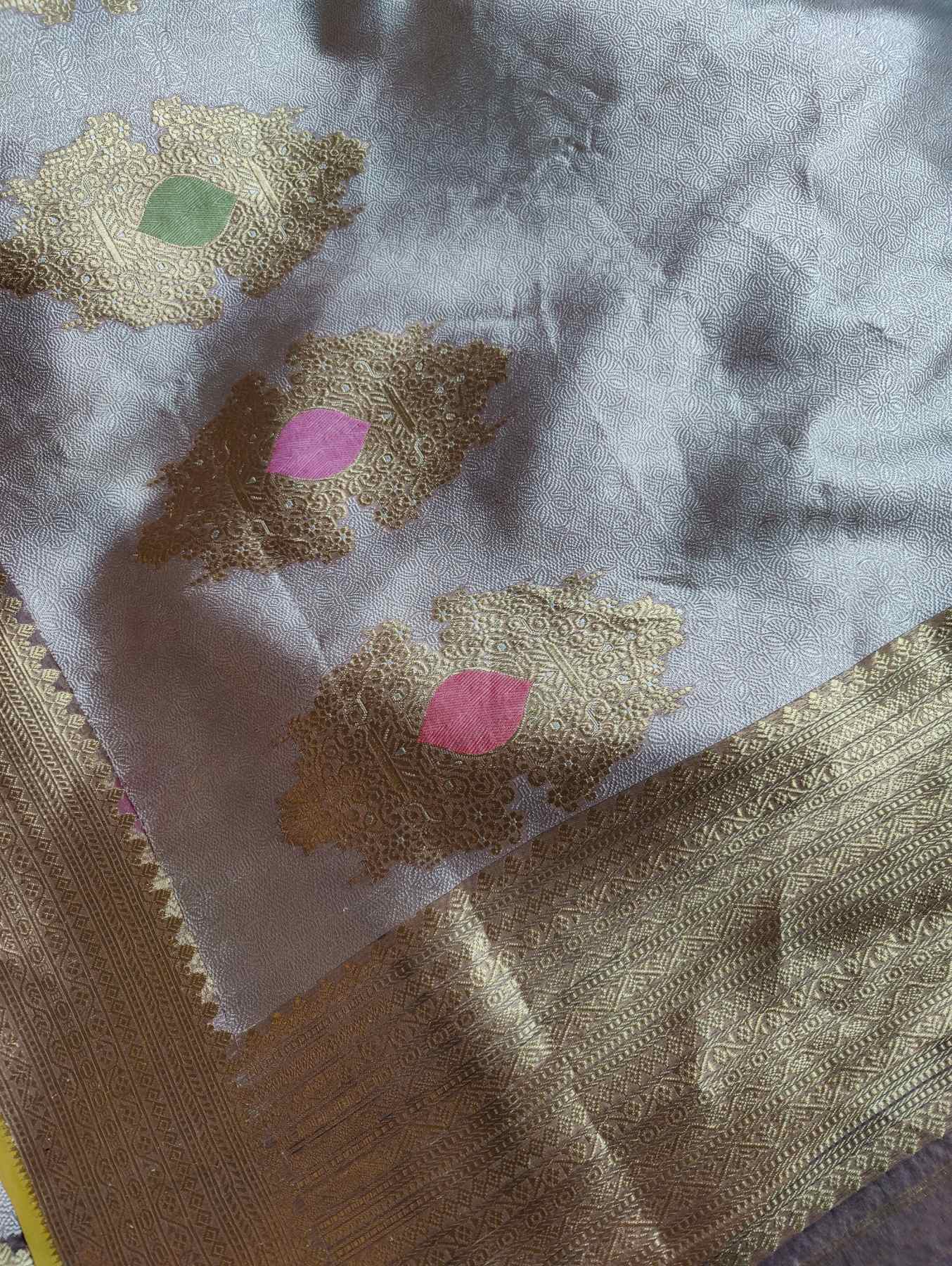 MAUVE KORA PURE HANDLOOM BANARASI SAREE