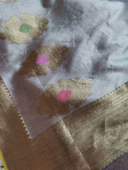 MAUVE KORA PURE HANDLOOM BANARASI SAREE