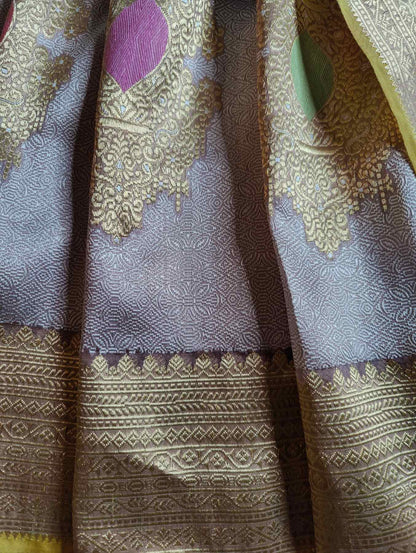 MAUVE KORA PURE HANDLOOM BANARASI SAREE
