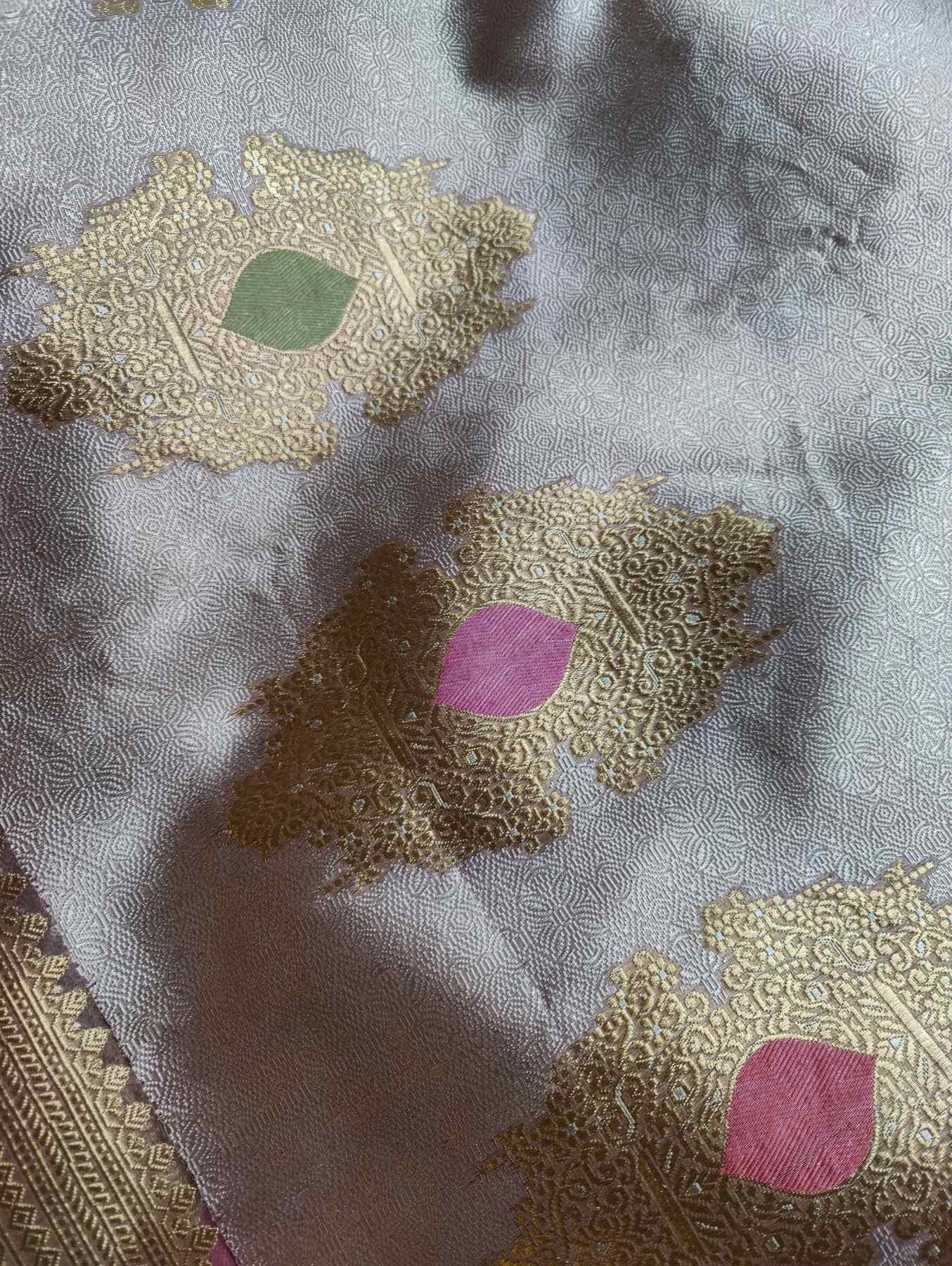 MAUVE KORA PURE HANDLOOM BANARASI SAREE