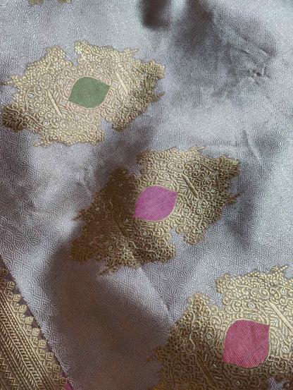 MAUVE KORA PURE HANDLOOM BANARASI SAREE