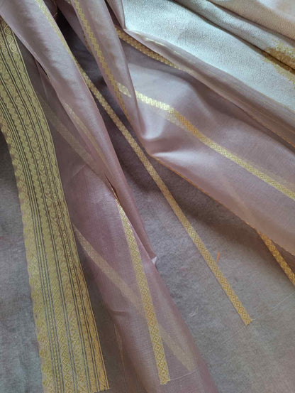 MAUVE KORA PURE HANDLOOM BANARASI SAREE