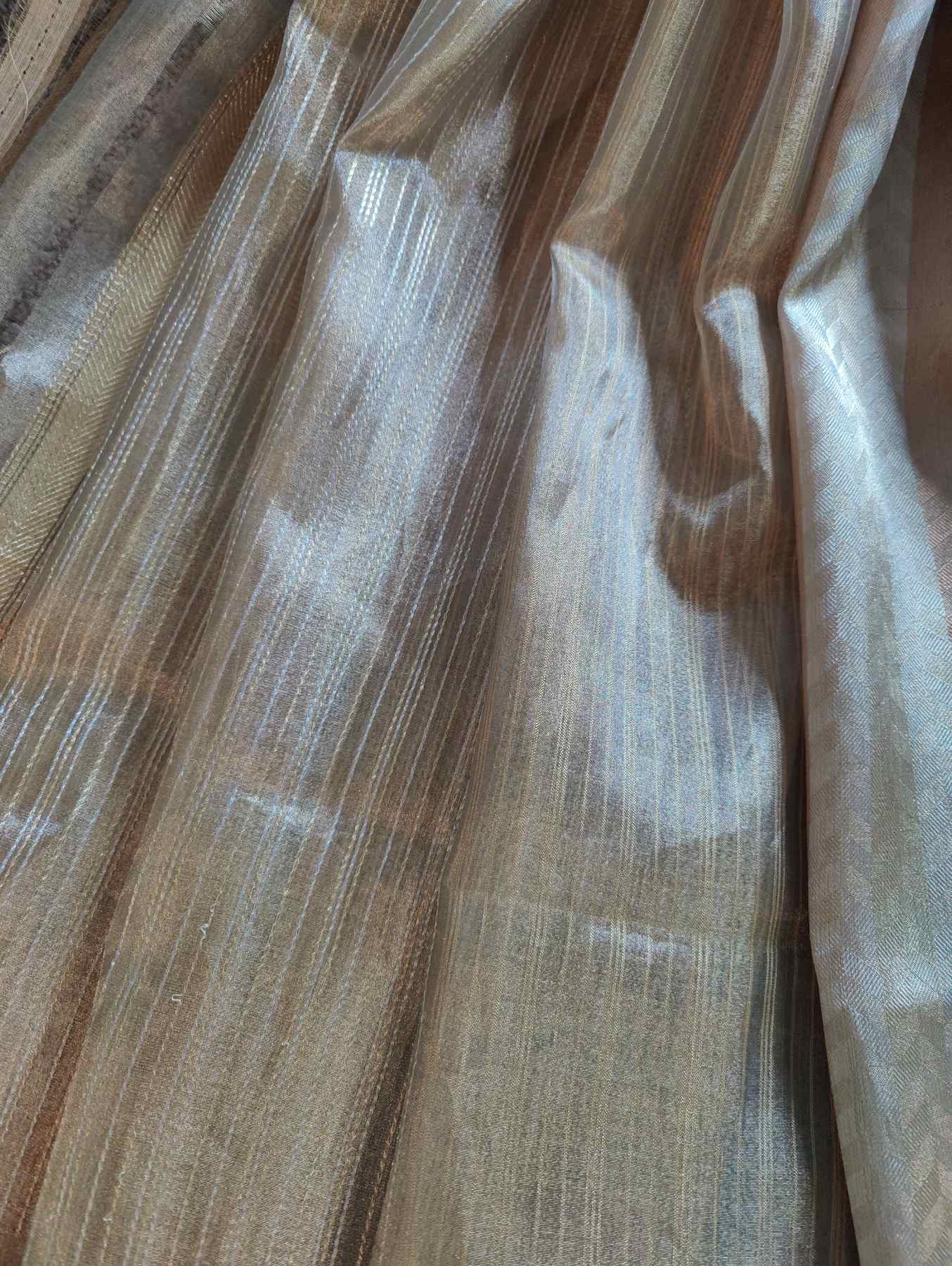 GOLD SILVER COPPER TISSUE PURE HANDLOOM BANARASI SAREE