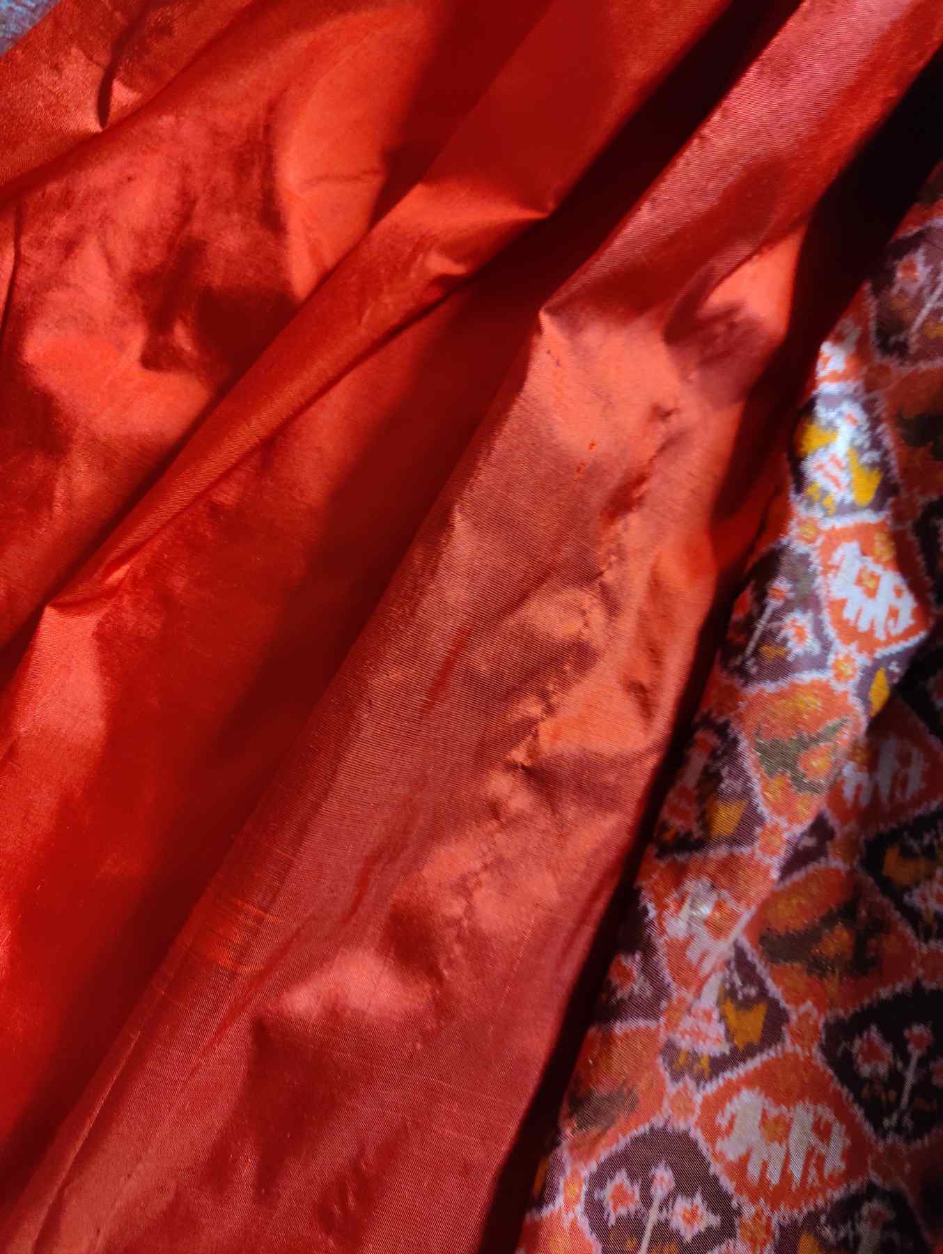 ORANGE SILK PURE HANDLOOM IKKAT SAREE
