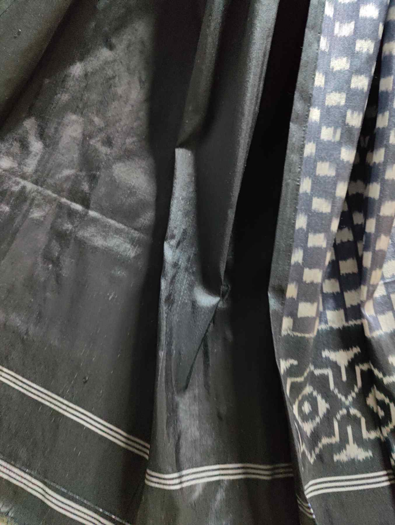 CHARCOAL GREY SILK PURE HANDLOOM IKKAT SAREE