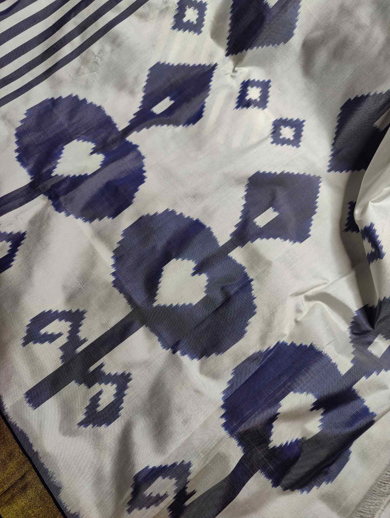 MIDNIGHT BLUE SILK PURE HANDLOOM IKKAT SAREE