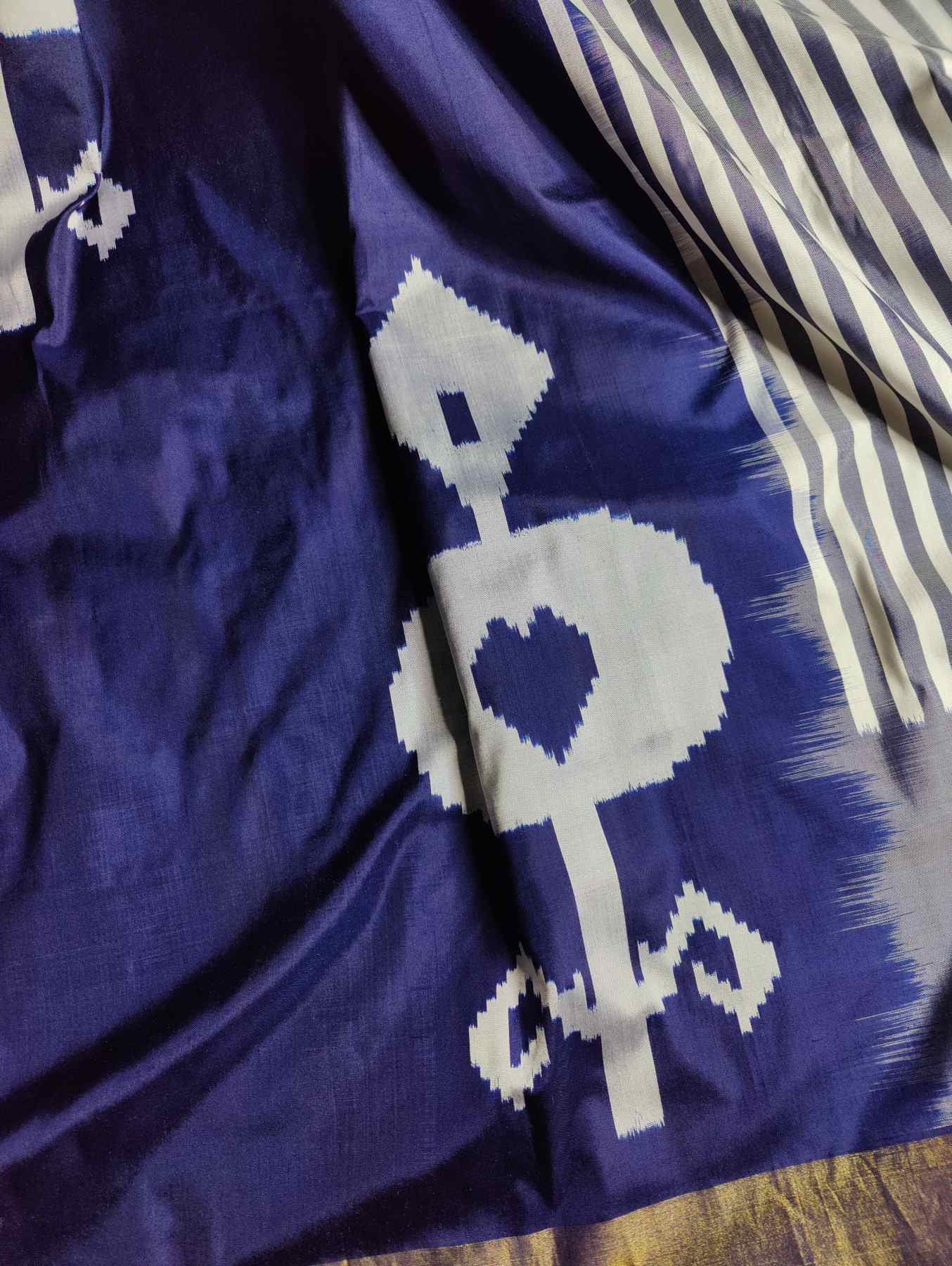MIDNIGHT BLUE SILK PURE HANDLOOM IKKAT SAREE