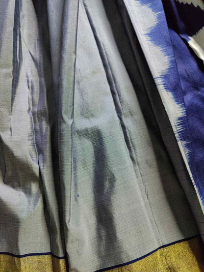 MIDNIGHT BLUE SILK PURE HANDLOOM IKKAT SAREE