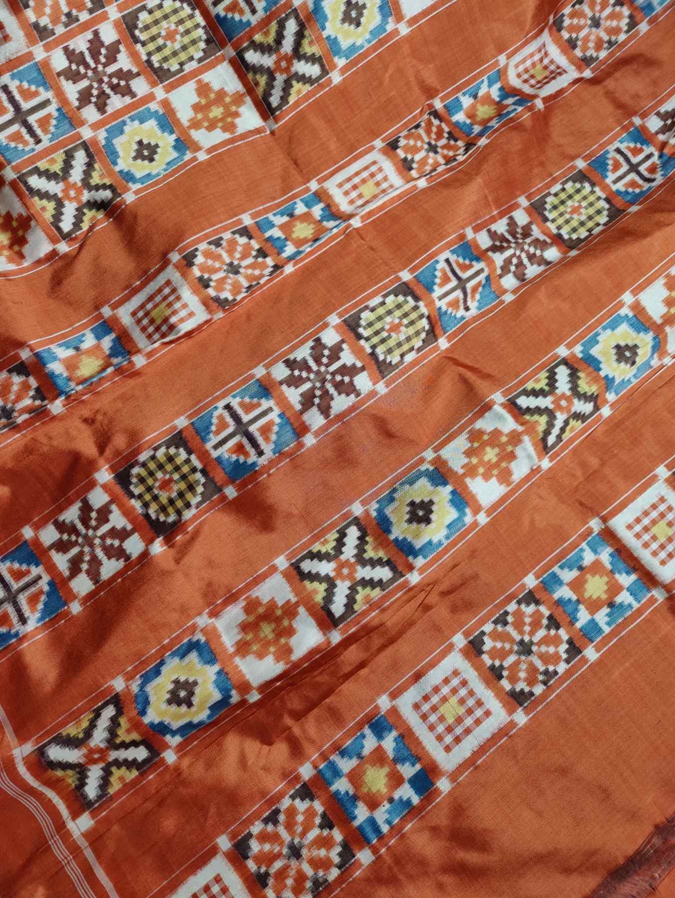 RUST MULBERRY PURE HANDLOOM ORGANIC DYE DOUBLE IKKAT SAREE