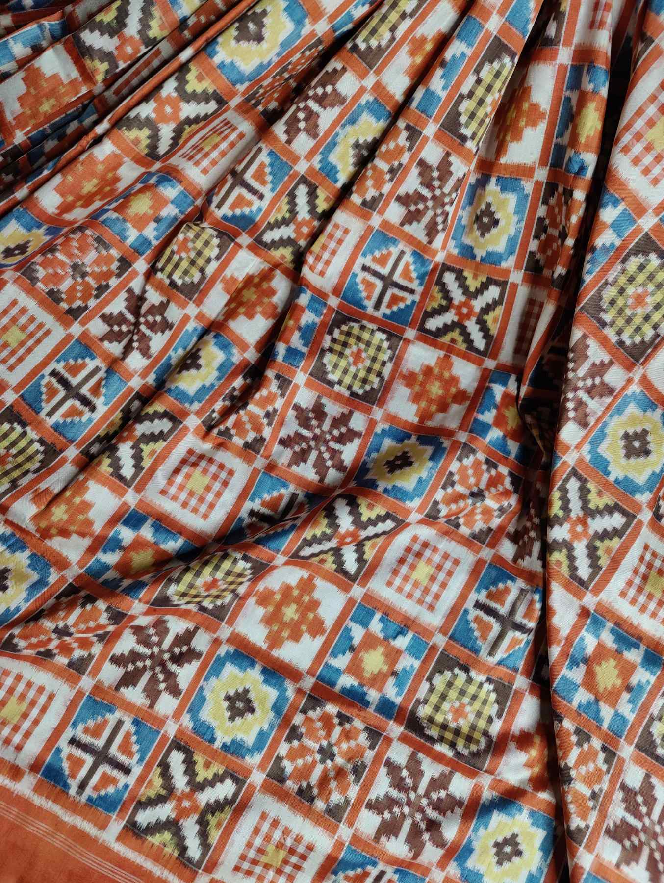 RUST MULBERRY PURE HANDLOOM ORGANIC DYE DOUBLE IKKAT SAREE