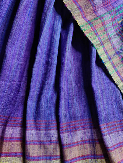 PURPLE TUSSAR PURE HANDLOOM BHUJODI SAREE