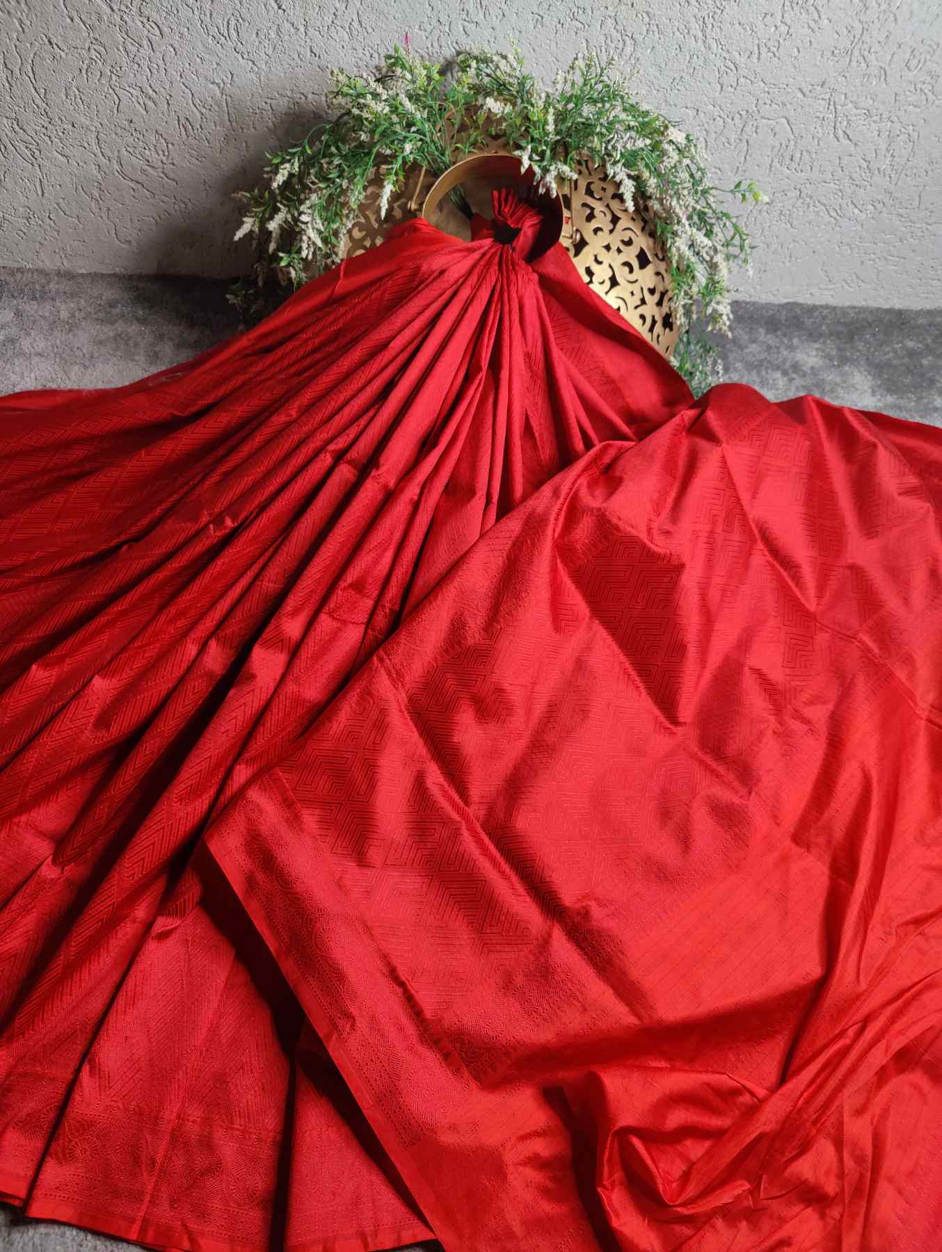 PINKISH RED TANCHOI SILK PURE HANDLOOM BANARASI SAREE