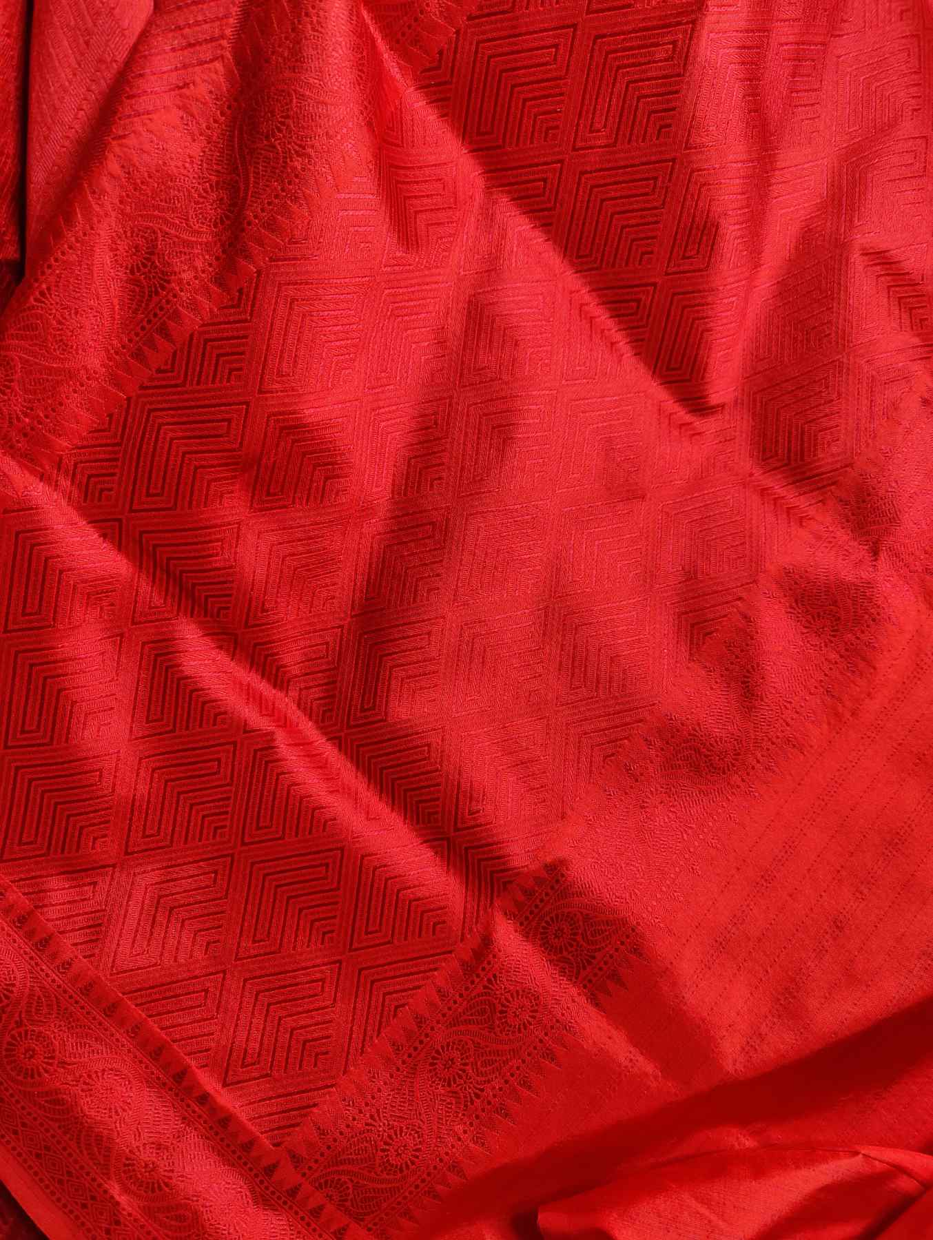 PINKISH RED TANCHOI SILK PURE HANDLOOM BANARASI SAREE