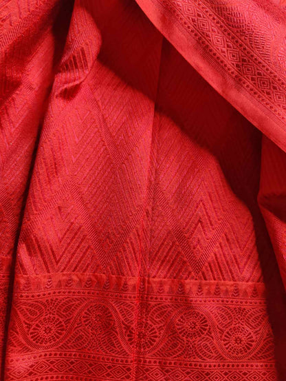 PINKISH RED TANCHOI SILK PURE HANDLOOM BANARASI SAREE