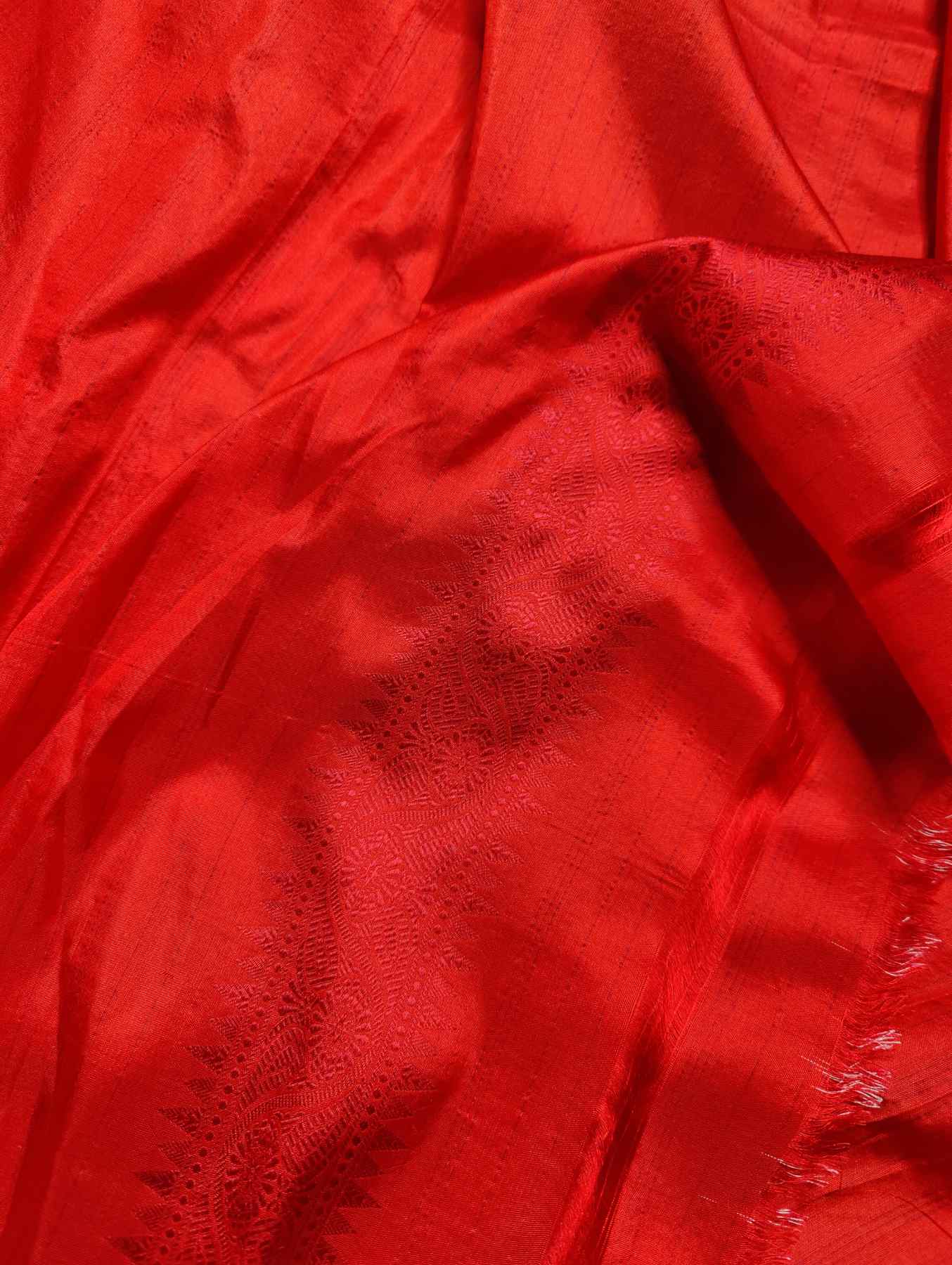 PINKISH RED TANCHOI SILK PURE HANDLOOM BANARASI SAREE