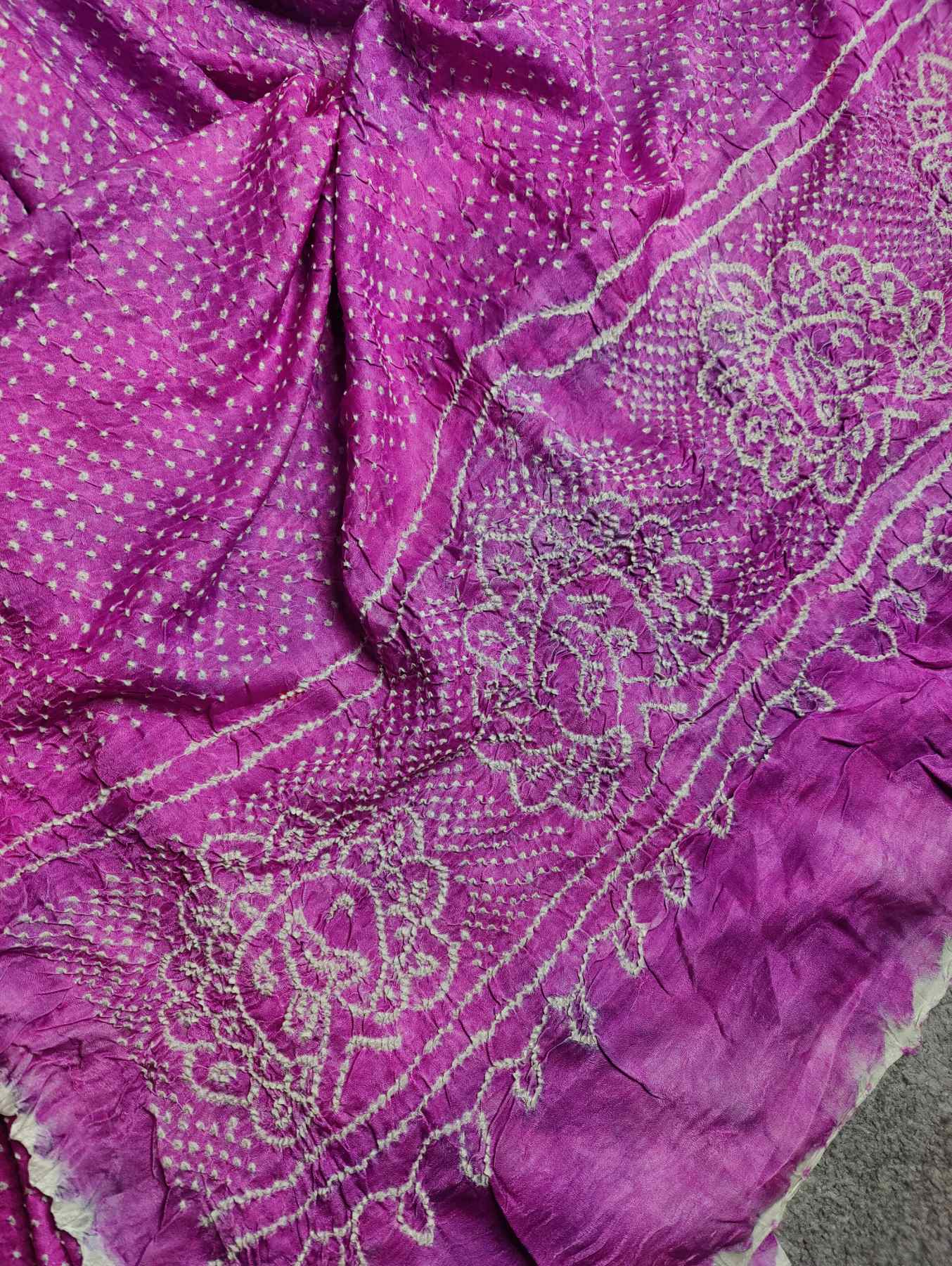 PINK GREY GAJJI SILK PURE HANDLOOM BANDHEJ SAREE