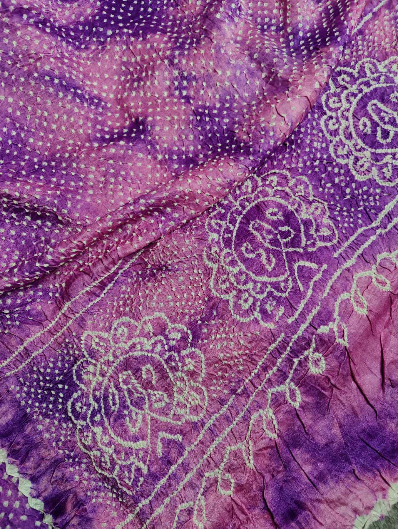 PURPLE PINK GAJJI SILK PURE HANDLOOM BANDHEJ SAREE