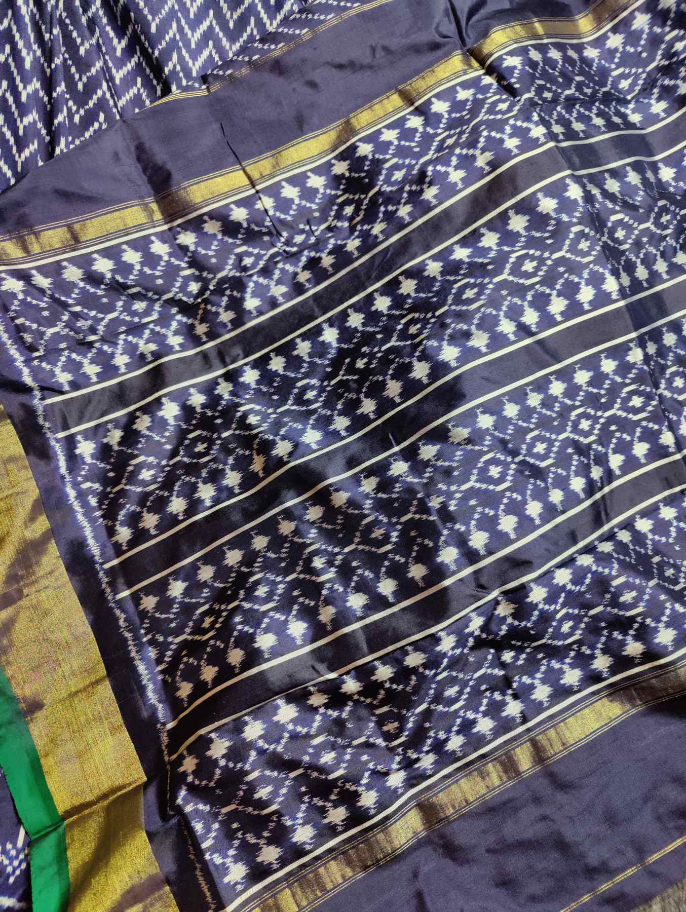 NAVY BLUE SILK PURE HANDLOOM IKKAT SAREE