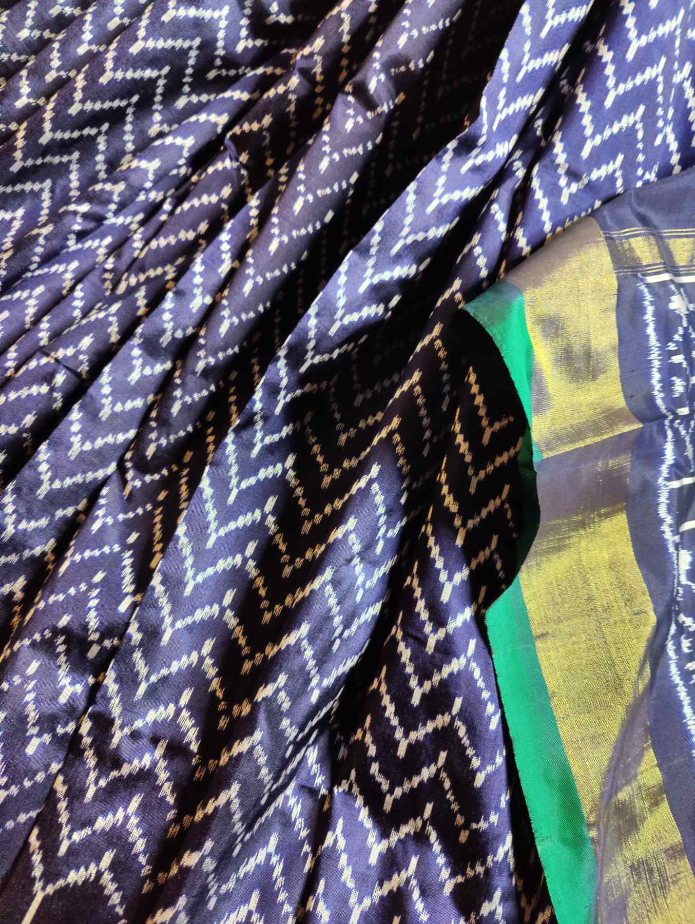 NAVY BLUE SILK PURE HANDLOOM IKKAT SAREE