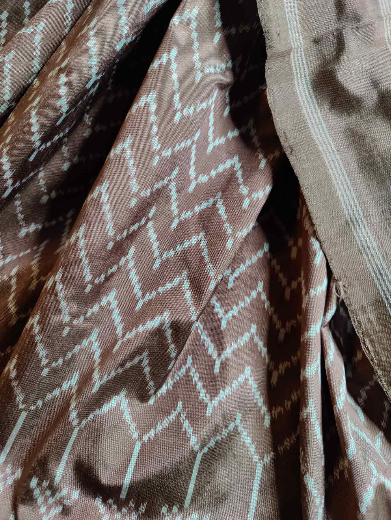 CAPPUCCINO BROWN SILK PURE HANDLOOM IKKAT SAREE