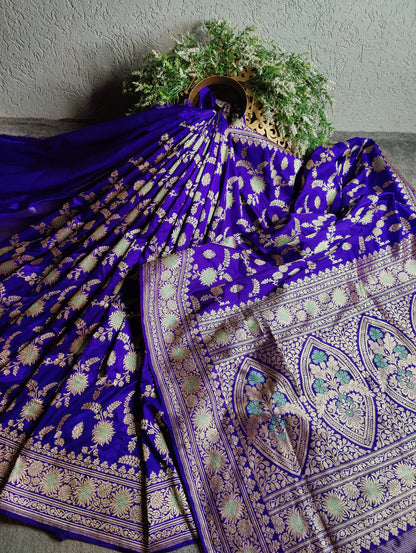 PURPLE SILK PURE HANDLOOM BANARASI SAREE