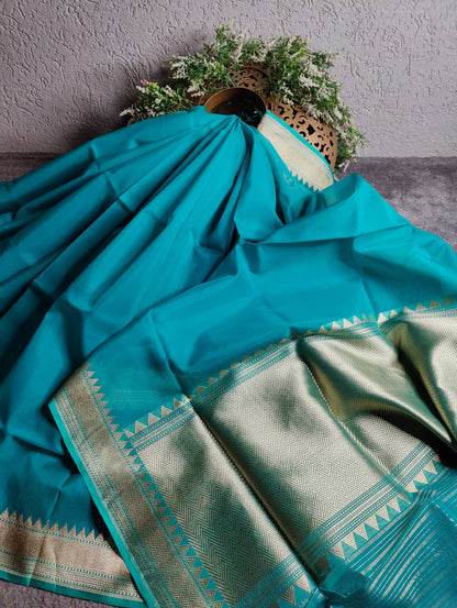 BLUE KORA PURE HANDLOOM BANARASI SAREE