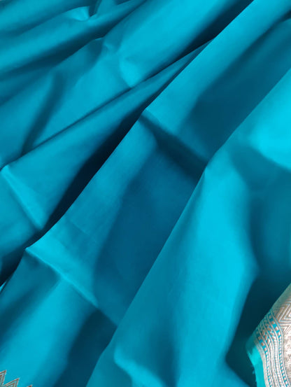 BLUE KORA PURE HANDLOOM BANARASI SAREE