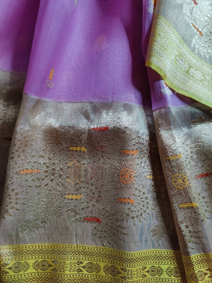 BUBBLE GUM PINK KORA PURE HANDLOOM BANARASI SAREE