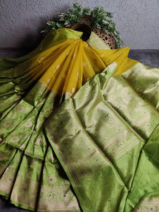 YELLOW KORA PURE HANDLOOM BANARASI SAREE