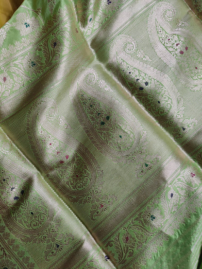 YELLOW KORA PURE HANDLOOM BANARASI SAREE