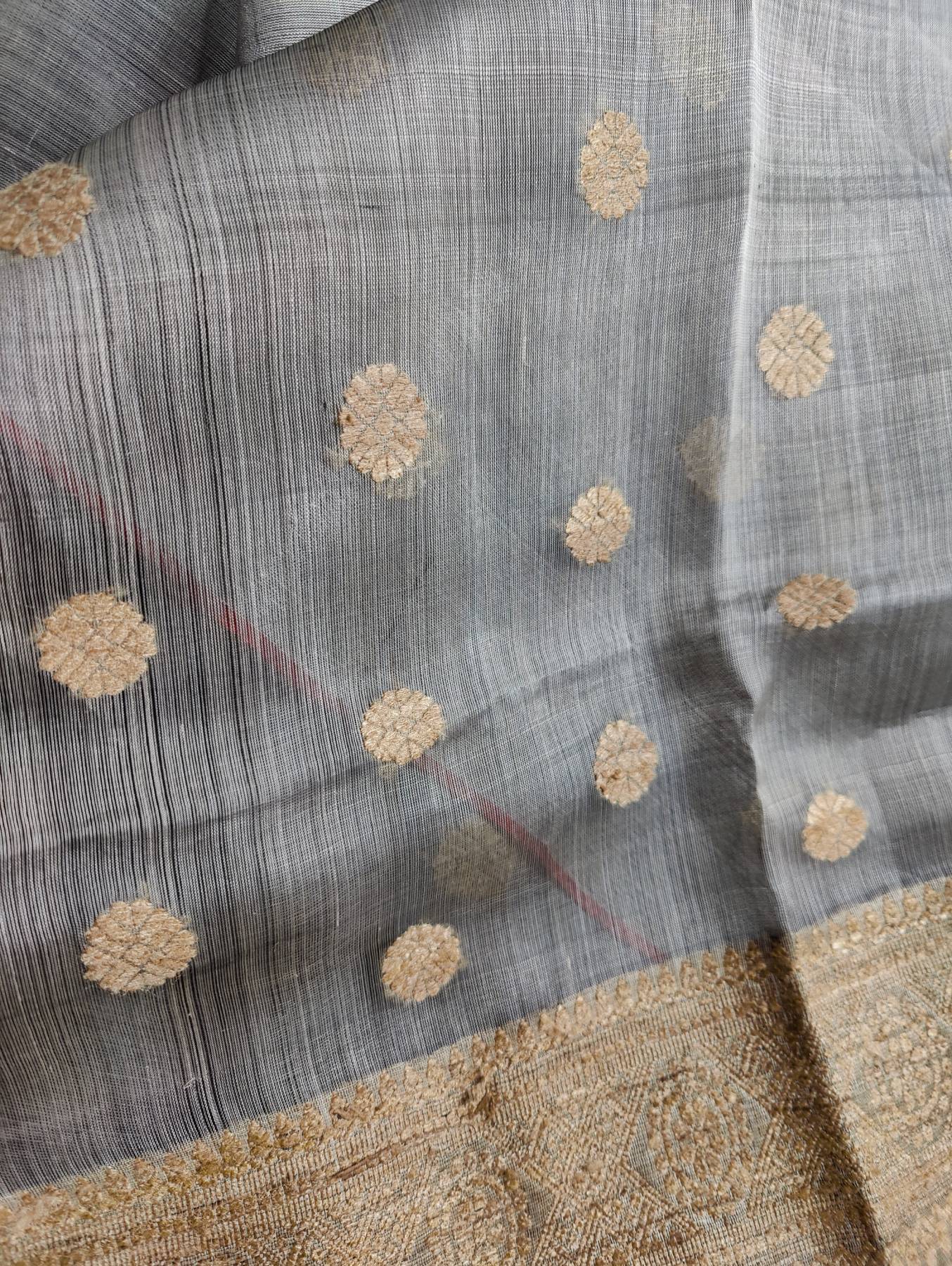 GREY KESA PAT BY KESA PAT PURE HANDLOOM ASSAMESE SAREE