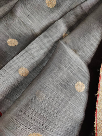 GREY KESA PAT BY KESA PAT PURE HANDLOOM ASSAMESE SAREE